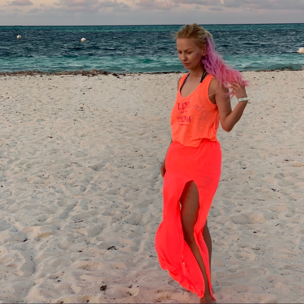 Tropical vacation swimsuit wrap skirt XS